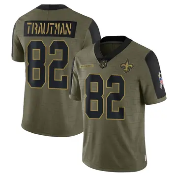Nike Adam Trautman Men's Limited New Orleans Saints Olive 2021 Salute To Service Jersey