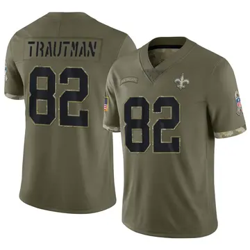 Nike Adam Trautman Men's Limited New Orleans Saints Olive 2022 Salute To Service Jersey