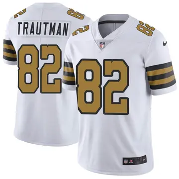Nike Adam Trautman Men's Limited New Orleans Saints White Color Rush Jersey