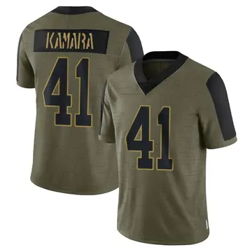 Nike Alvin Kamara Men's Limited New Orleans Saints Olive 2021 Salute To Service Jersey