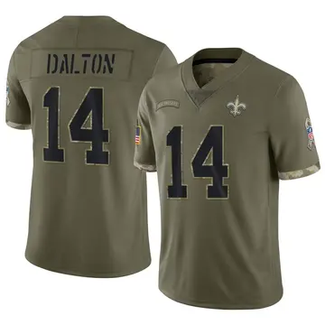 Nike Andy Dalton Men's Limited New Orleans Saints Olive 2022 Salute To Service Jersey