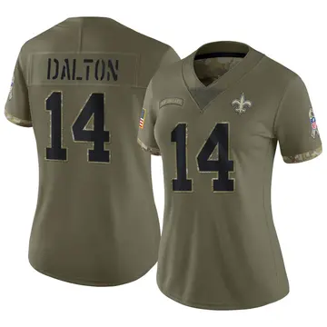 Nike Andy Dalton Women's Limited New Orleans Saints Olive 2022 Salute To Service Jersey