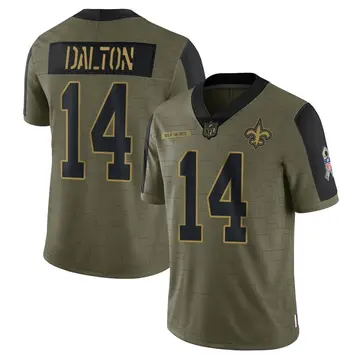 Nike Andy Dalton Youth Limited New Orleans Saints Olive 2021 Salute To Service Jersey
