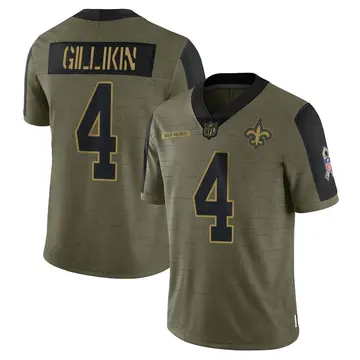 Nike Blake Gillikin Men's Limited New Orleans Saints Olive 2021 Salute To Service Jersey