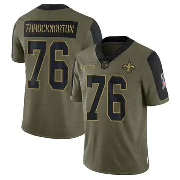 Nike Calvin Throckmorton Men's Limited New Orleans Saints Olive 2021 Salute To Service Jersey