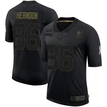 Nike Chris Herndon Men's Limited New Orleans Saints Black 2020 Salute To Service Jersey