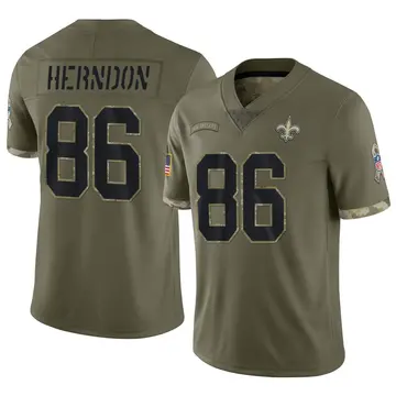 Nike Chris Herndon Men's Limited New Orleans Saints Olive 2022 Salute To Service Jersey