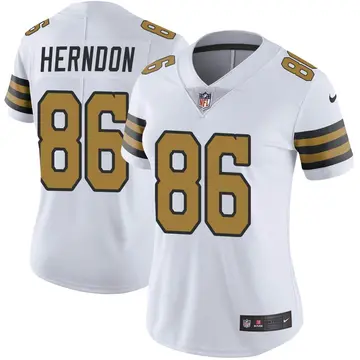 Nike Chris Herndon Women's Limited New Orleans Saints White Color Rush Jersey