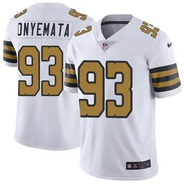 Nike David Onyemata Men's Limited New Orleans Saints White Color Rush Jersey