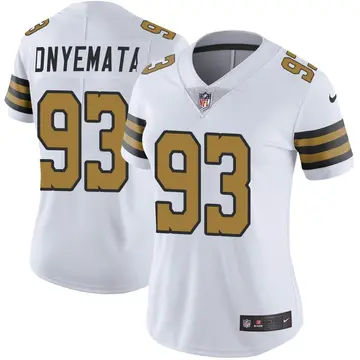 Nike David Onyemata Women's Limited New Orleans Saints White Color Rush Jersey