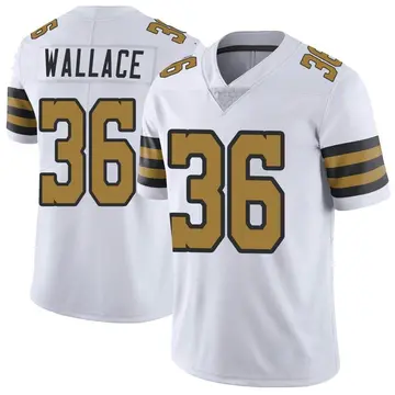 Nike Deuce Wallace Men's Limited New Orleans Saints White Color Rush Jersey