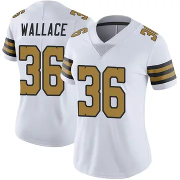 Nike Deuce Wallace Women's Limited New Orleans Saints White Color Rush Jersey