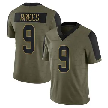 Nike Drew Brees Men's Limited New Orleans Saints Olive 2021 Salute To Service Jersey
