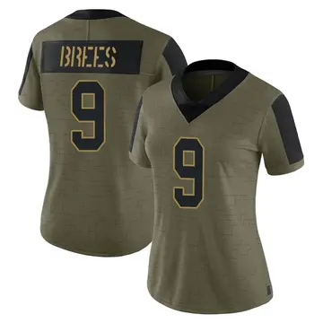 Nike Drew Brees Women's Limited New Orleans Saints Olive 2021 Salute To Service Jersey