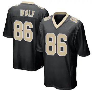 Nike Ethan Wolf Youth Game New Orleans Saints Black Team Color Jersey