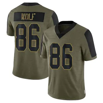 Nike Ethan Wolf Youth Limited New Orleans Saints Olive 2021 Salute To Service Jersey