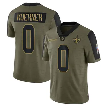 Nike Jack Koerner Men's Limited New Orleans Saints Olive 2021 Salute To Service Jersey