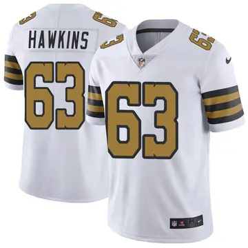 Nike Jerald Hawkins Men's Limited New Orleans Saints White Color Rush Jersey