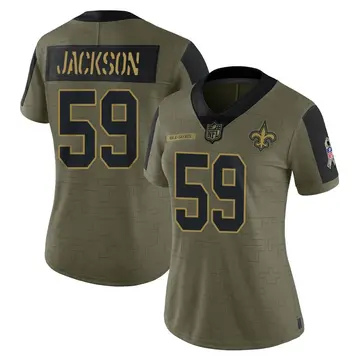 Nike Jordan Jackson Women's Limited New Orleans Saints Olive 2021 Salute To Service Jersey
