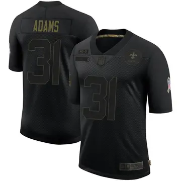 Nike Josh Adams Men's Limited New Orleans Saints Black 2020 Salute To Service Jersey
