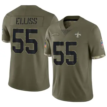 Nike Kaden Elliss Men's Limited New Orleans Saints Olive 2022 Salute To Service Jersey