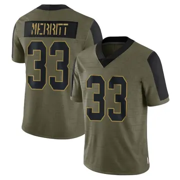 Nike Kirk Merritt Men's Limited New Orleans Saints Olive 2021 Salute To Service Jersey