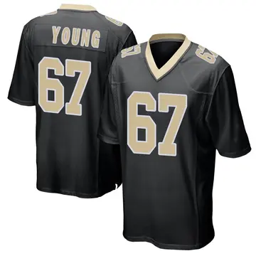 Nike Landon Young Youth Game New Orleans Saints Black Team Color Jersey