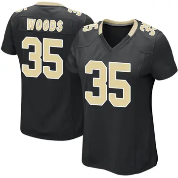 Nike Lawrence Woods Women's Game New Orleans Saints Black Team Color Jersey