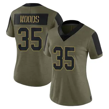Nike Lawrence Woods Women's Limited New Orleans Saints Olive 2021 Salute To Service Jersey