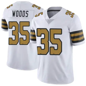 Nike Lawrence Woods Youth Limited New Orleans Saints White Color Rush Jersey