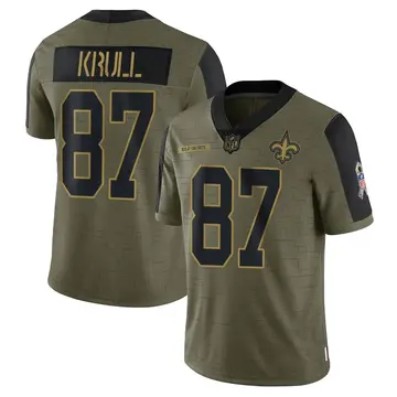 Nike Lucas Krull Men's Limited New Orleans Saints Olive 2021 Salute To Service Jersey