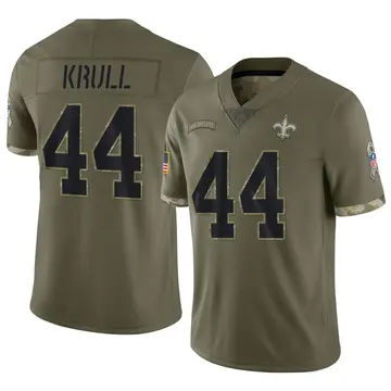 Nike Lucas Krull Youth Limited New Orleans Saints Olive 2022 Salute To Service Jersey