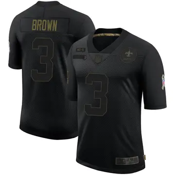 Nike Malcolm Brown Men's Limited New Orleans Saints Black 2020 Salute To Service Jersey