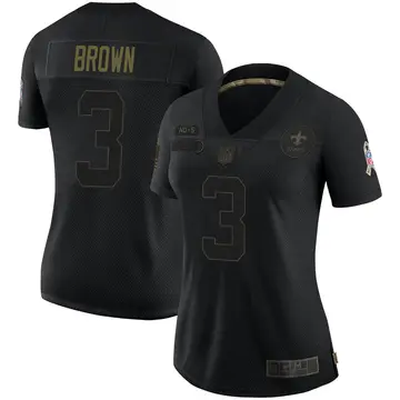 Nike Malcolm Brown Women's Limited New Orleans Saints Black 2020 Salute To Service Jersey