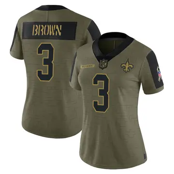 Nike Malcolm Brown Women's Limited New Orleans Saints Olive 2021 Salute To Service Jersey