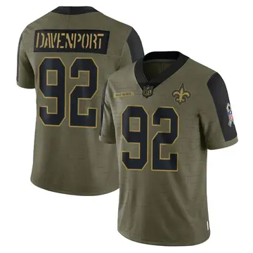 Nike Marcus Davenport Men's Limited New Orleans Saints Olive 2021 Salute To Service Jersey