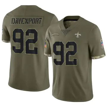 Nike Marcus Davenport Men's Limited New Orleans Saints Olive 2022 Salute To Service Jersey