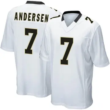 Nike Morten Andersen Men's Game New Orleans Saints White Jersey