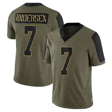 Nike Morten Andersen Youth Limited New Orleans Saints Olive 2021 Salute To Service Jersey