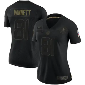 Nike Nick Vannett Women's Limited New Orleans Saints Black 2020 Salute To Service Jersey