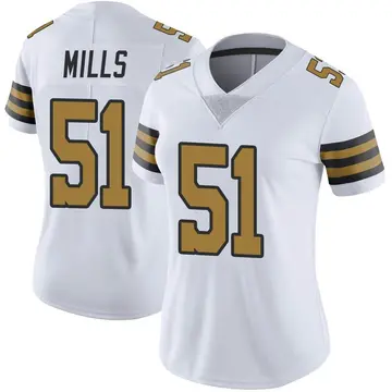 Nike Sam Mills Women's Limited New Orleans Saints White Color Rush Jersey