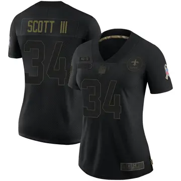 Nike Stevie Scott III Women's Limited New Orleans Saints Black 2020 Salute To Service Jersey