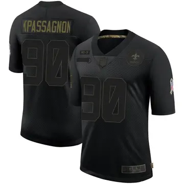 Nike Tanoh Kpassagnon Men's Limited New Orleans Saints Black 2020 Salute To Service Jersey