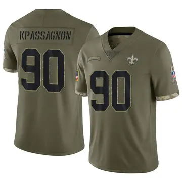Nike Tanoh Kpassagnon Men's Limited New Orleans Saints Olive 2022 Salute To Service Jersey