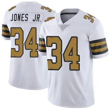 Nike Tony Jones Jr. Men's Limited New Orleans Saints White Color Rush Jersey