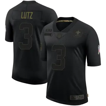 Nike Wil Lutz Men's Limited New Orleans Saints Black 2020 Salute To Service Jersey