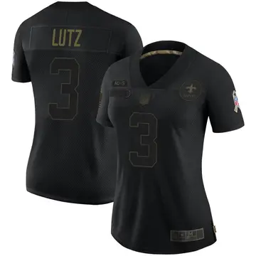 Nike Wil Lutz Women's Limited New Orleans Saints Black 2020 Salute To Service Jersey
