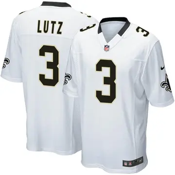 Nike Wil Lutz Youth Game New Orleans Saints White Jersey